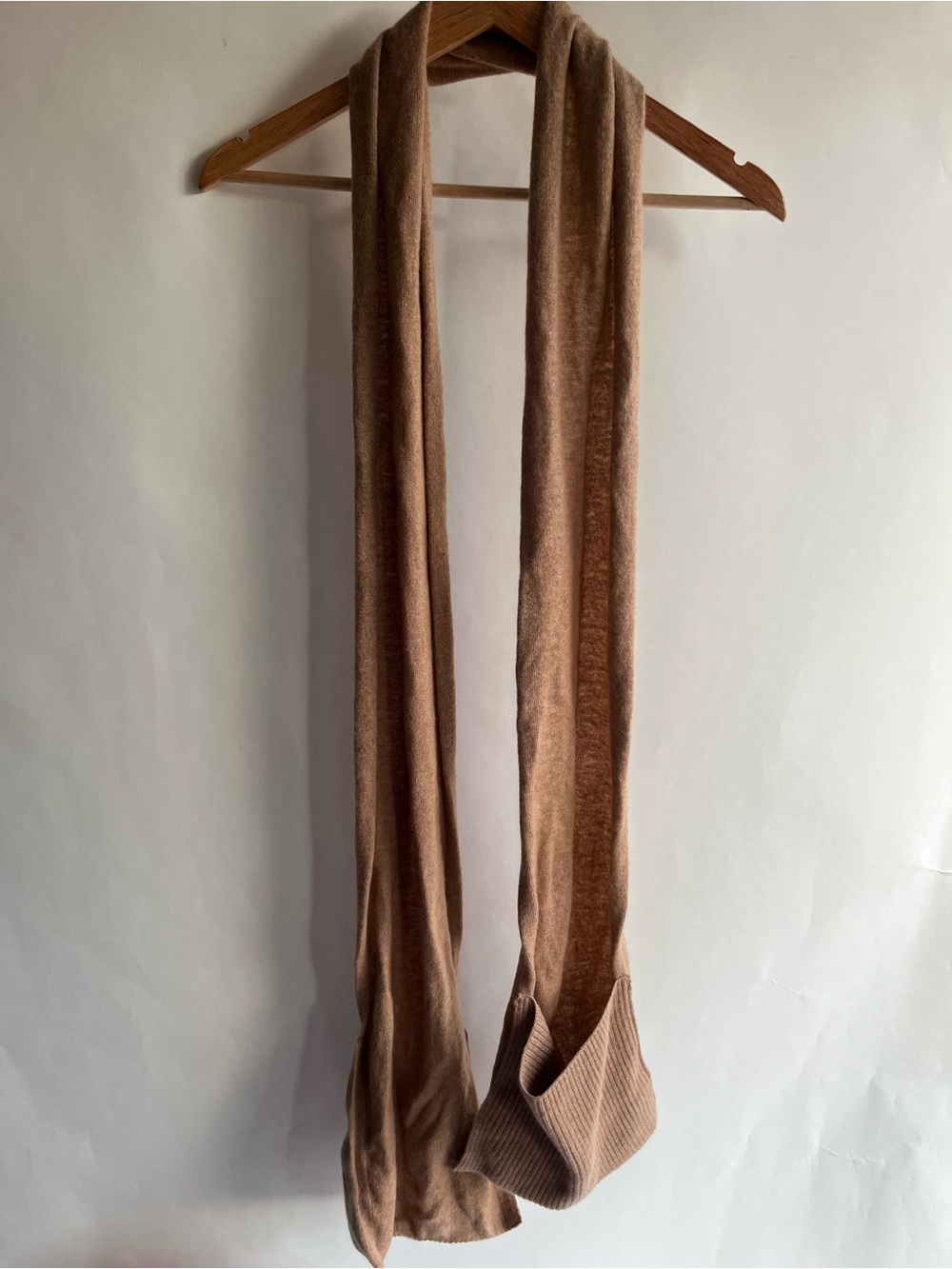 J. Crew Cashmere? Blend? Scarf With Built In Pockets Tan Beige 1 Tiny Hole